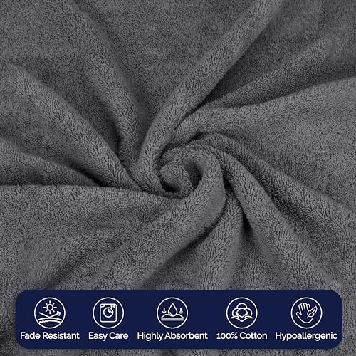 Image of Elegant Comfort Premium Cotton 8-Piece Towel Set, Includes 4 Washcloths, 2 Hand Towels and 2 Bath Towels, 100% Turkish Cotton - Highly Absorbent and Super Soft Towels for Bathroom, Grey