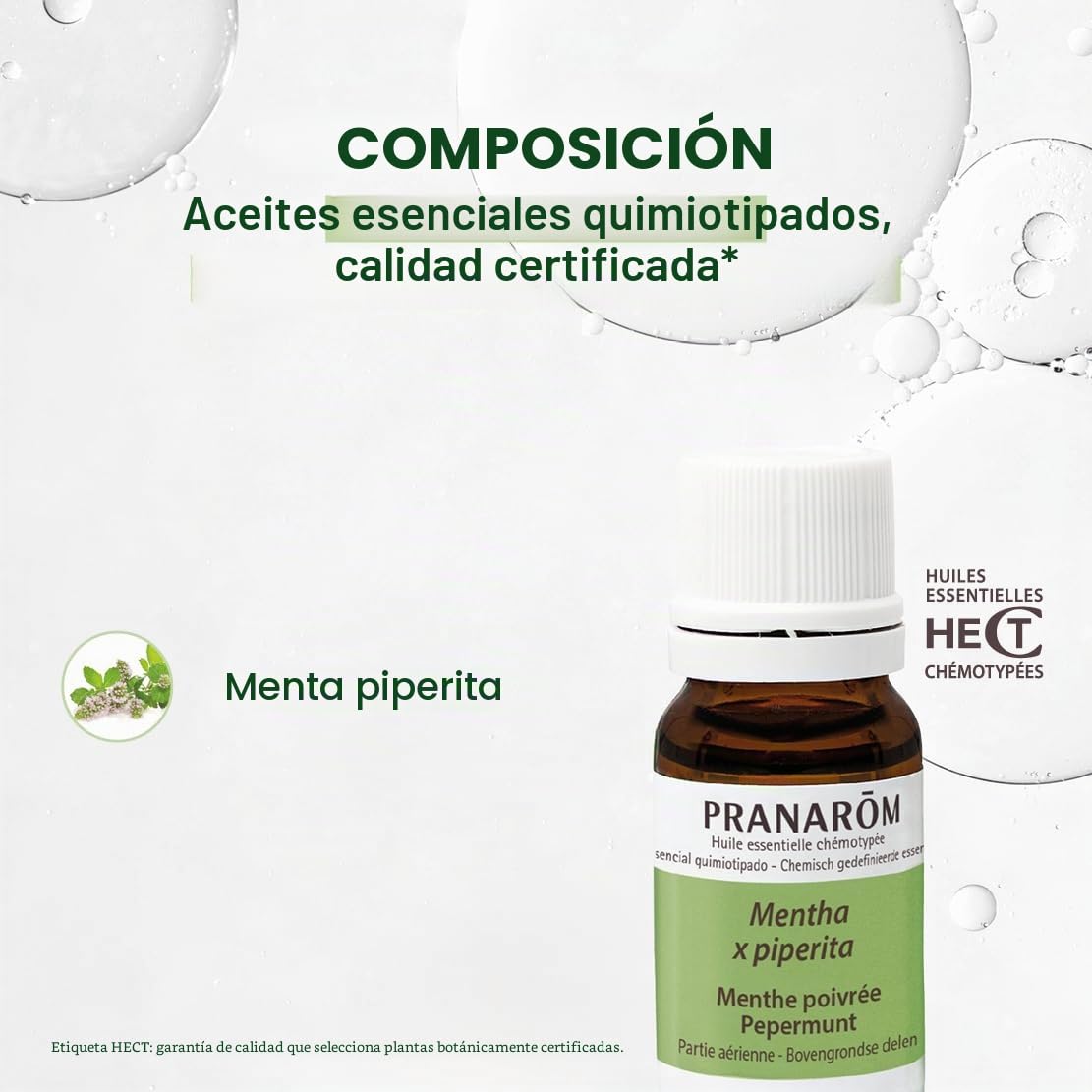 PRANARÔM Aceite Esencial Menta Piperita BIO – Digestión y Tonus – Aceite Esencial Quimiotipado HECT – 100% Puro y Natural – 10 ml