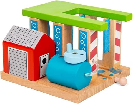 Bigjigs Rail Station de Lavage pour Trains et Locomotives en Bois Compatible Brio