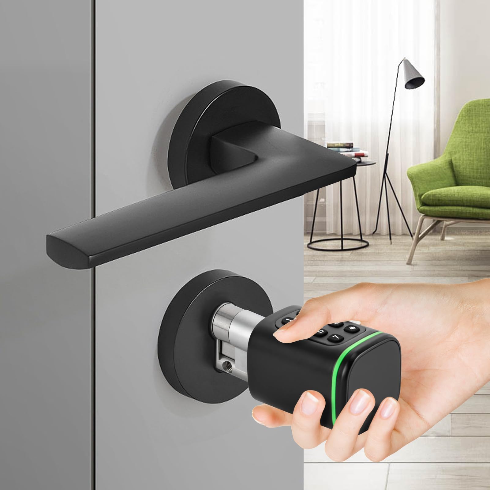 Elektroniczny zamek do drzwi, regulowany elektroniczny zamek do drzwi, inteligentny zamek do drzwi z ręcznym kluczem, Smart Keycard, aplikacja, do drzwi od 35 do 45 mm