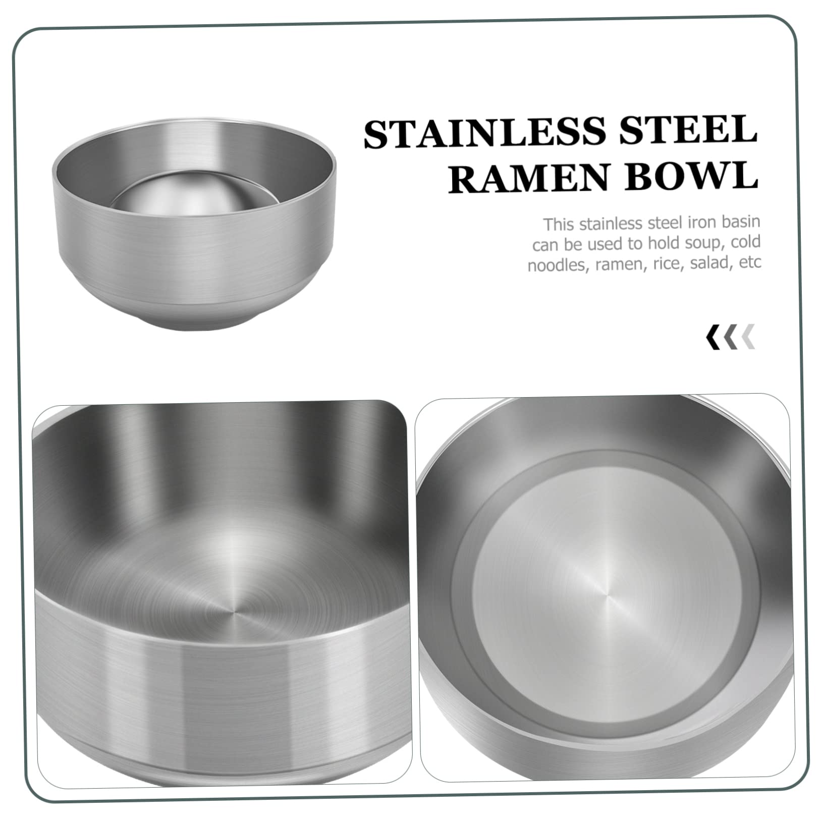 PRETYZOOM Stainless Steel Double Layer Bowl Heat Insulated Rice Serving Bowl for Home Kitchen Restaurant Use Skid Design Tableware