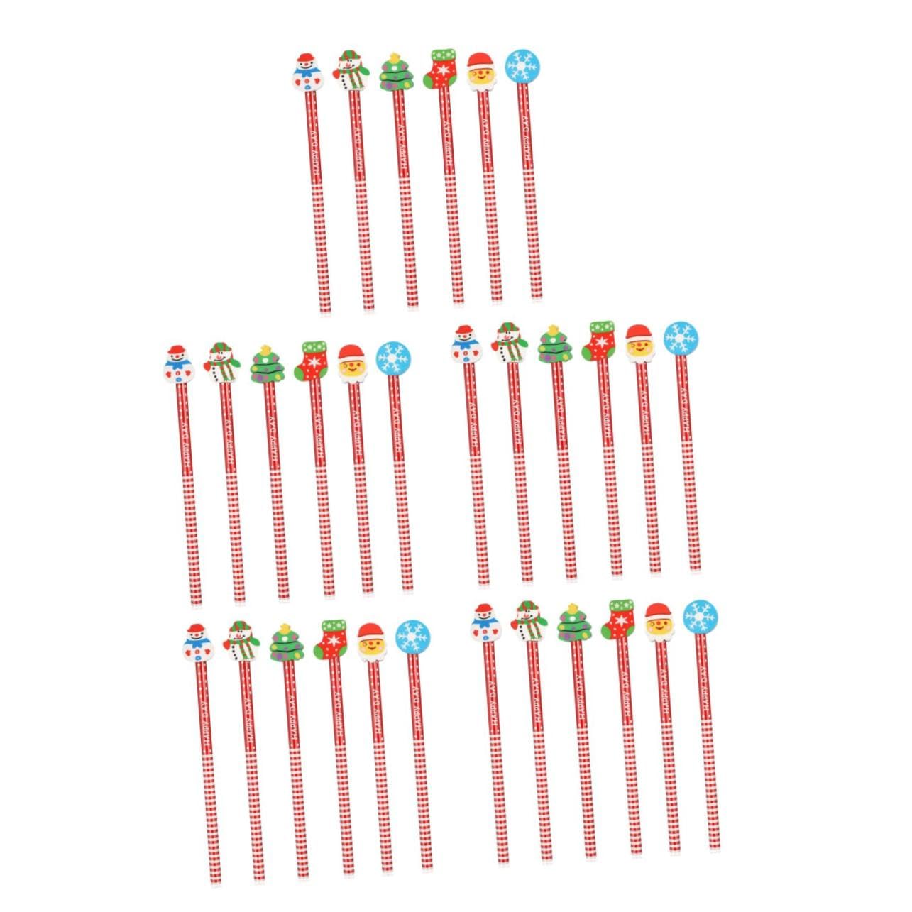 Tofficu 5 Sätze Weihnachts-radierstift-set Bunte Stifte Süße Radiergummis Bleistifte Gefälligkeiten Für Weihnachtsfeiern Winterstifte Weihnachtsstifte Für Rot Hölzern 36 Stück * 5
