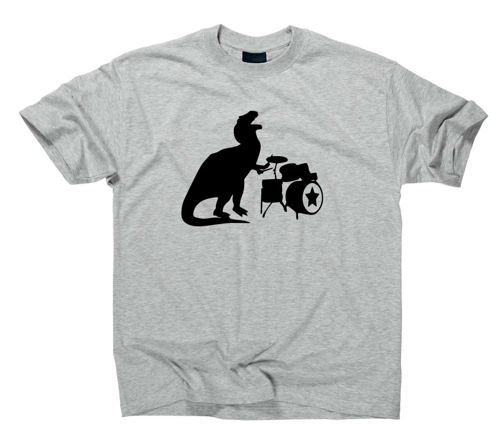 Styletex23 T Rex Dino Drummer Funny T Shirt, Dinosaurier
