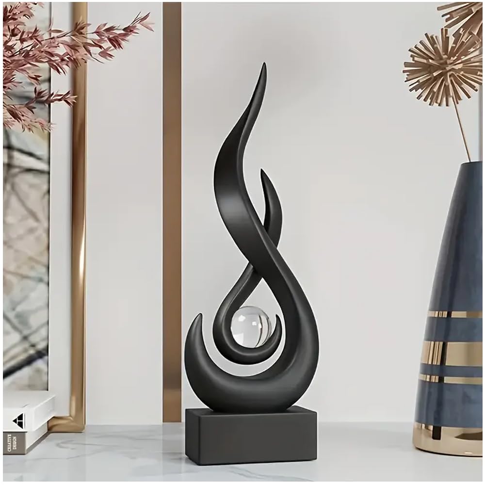 Black Flame Modern Sculpture Ornament– Abstract Art Resin Sculpture For Indoor Home Decoration for Holidays & Special Occasions