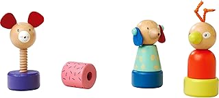 Eichhorn Screw figures Friends with 3 cute animal motifs, promotes fine motor skills by screwing together and unscrewing together, per figure 13 cm high, made from 100% FSC-certified birch wood, from