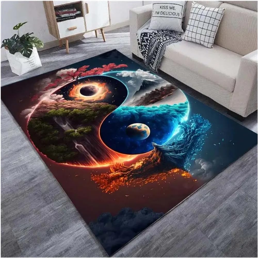 Tapis de sol Yin Yang 80x120cm pour decoration de chambre et salon