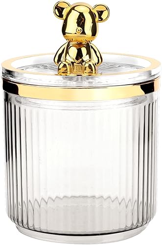 LEICURACE Bear Qtip Holder soporte para hisopos de algodón dispensador de contenedores organizadores de encimera de baño para almohadillas de