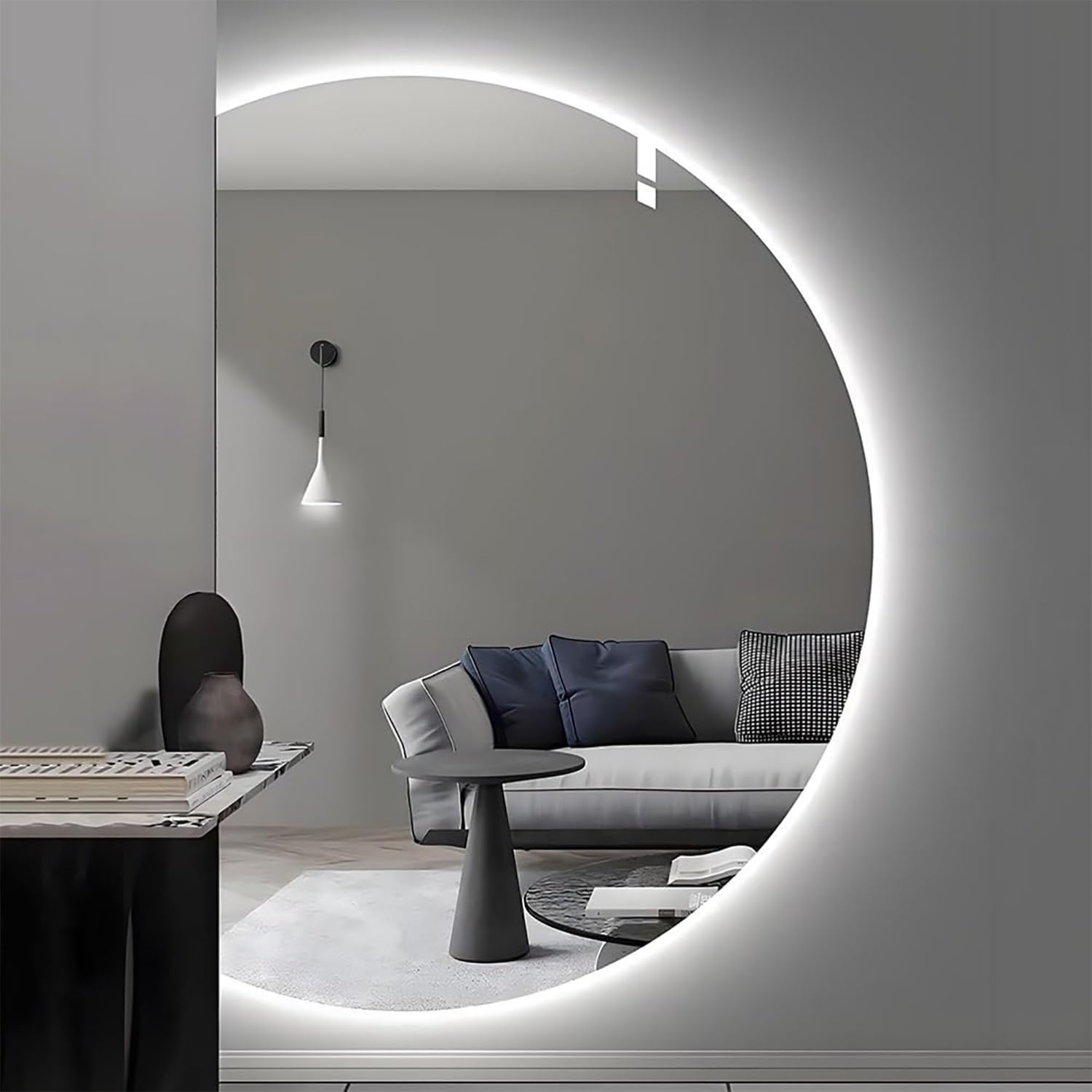 FGXHHS Frameless LED Wall Mounted Mirror with Anti-Fog and Dimmable Backlit Illumination for Bathroom Use