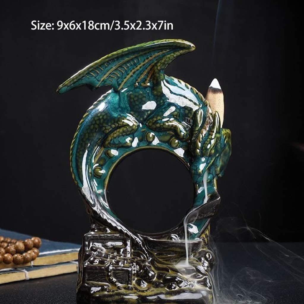 香炉 ドラゴン逆流香炉手作りセラミックス像ホームリビングルームの