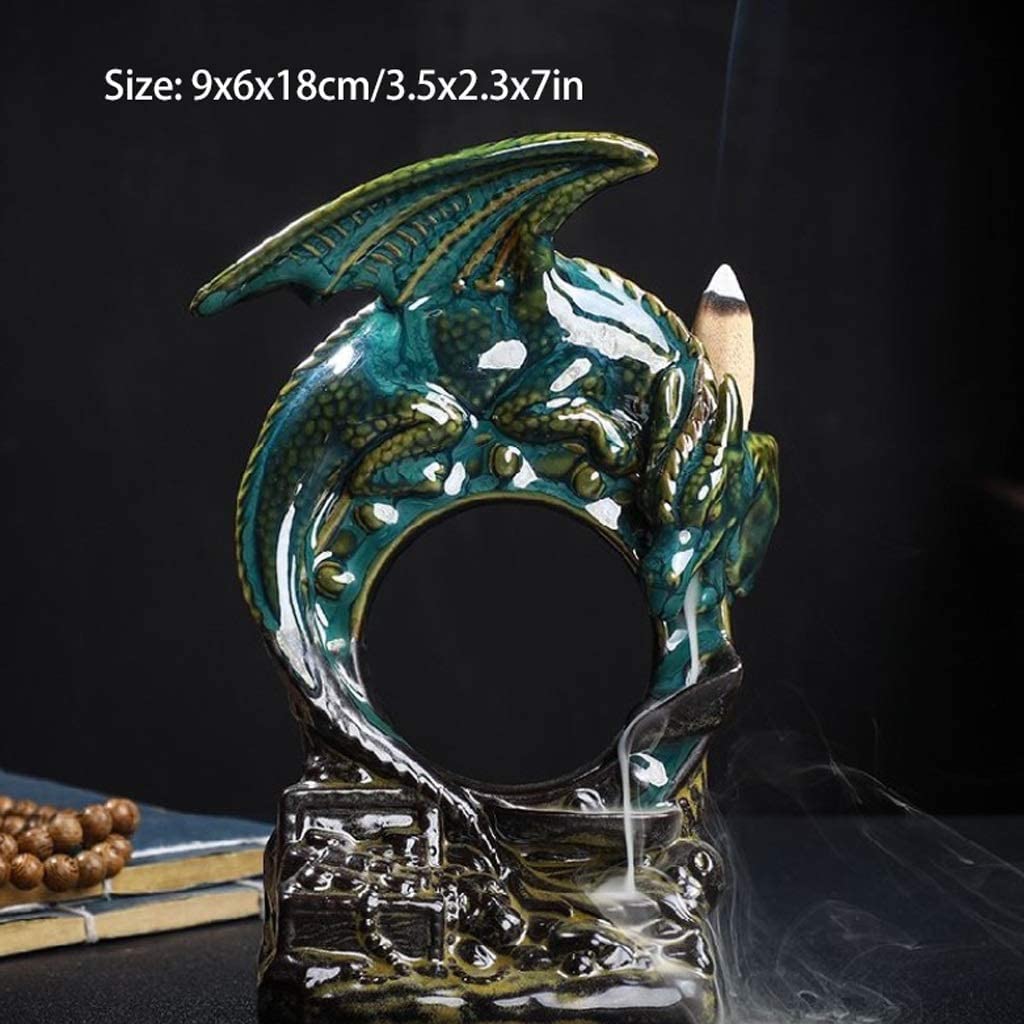 Porta Incenso Bruciatore Incenso Bruciatore di Incenso A Riflusso del Drago Statua in Ceramica Fatta A Mano Decorazioni per La Casa Porta Incenso A Cascata Portaincenso per Famiglia