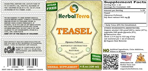 Miniatura 7 de Herbal Terra LLC Glicerita (Dipsacus fullonum) glicerita, extracto líquido sin alcohol de raíz seca de 2 onzas
