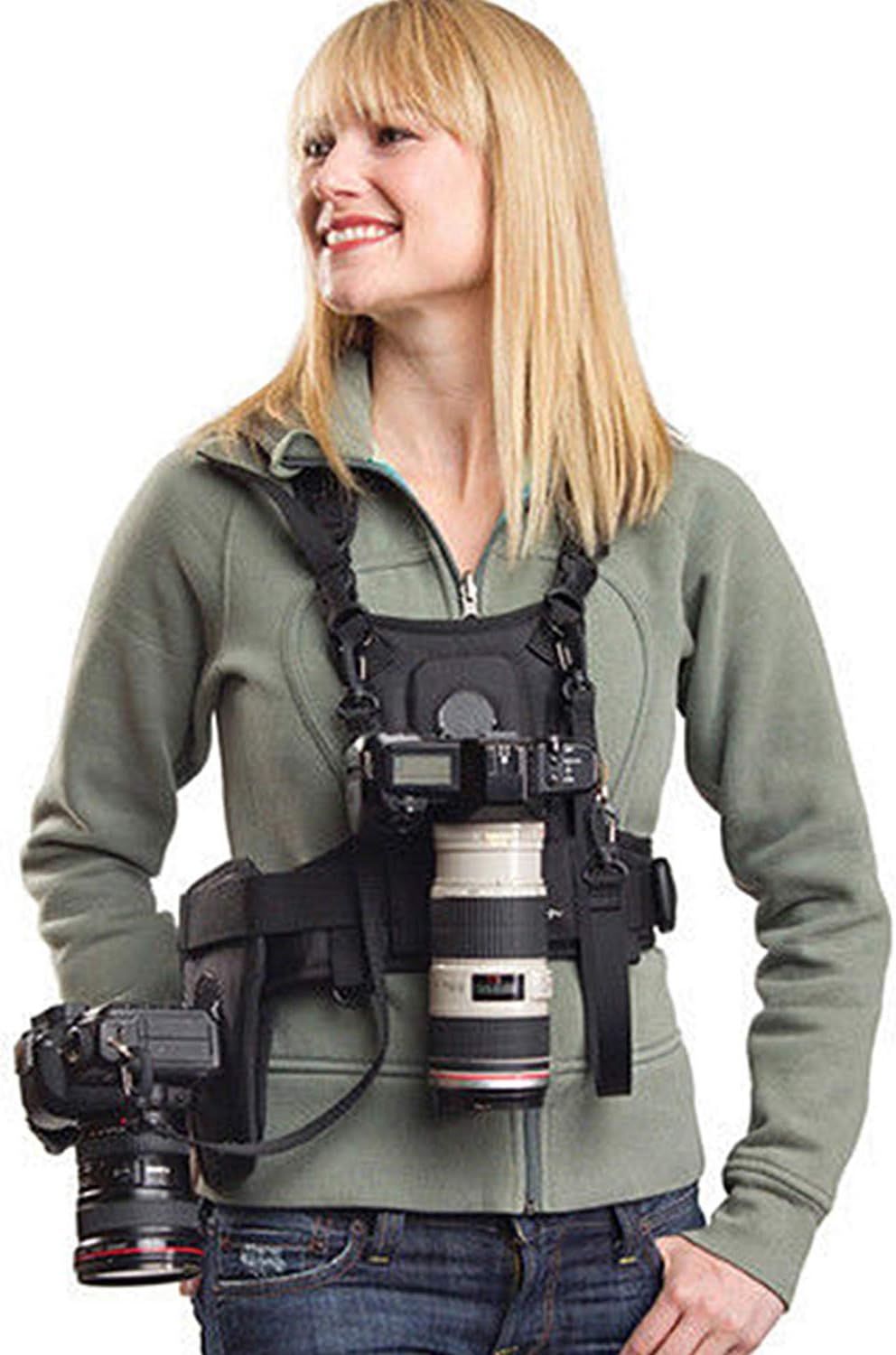 Micnova MQ-MSP01 Multi Camera Carrying Chest Harness System Vest with Side Holster & Cleaning Cloth for Canon 6D 600D 5D2 5D3 Nikon D90 Sony A7S A7R A7S2 Panasonic Olympus DSLR Cameras