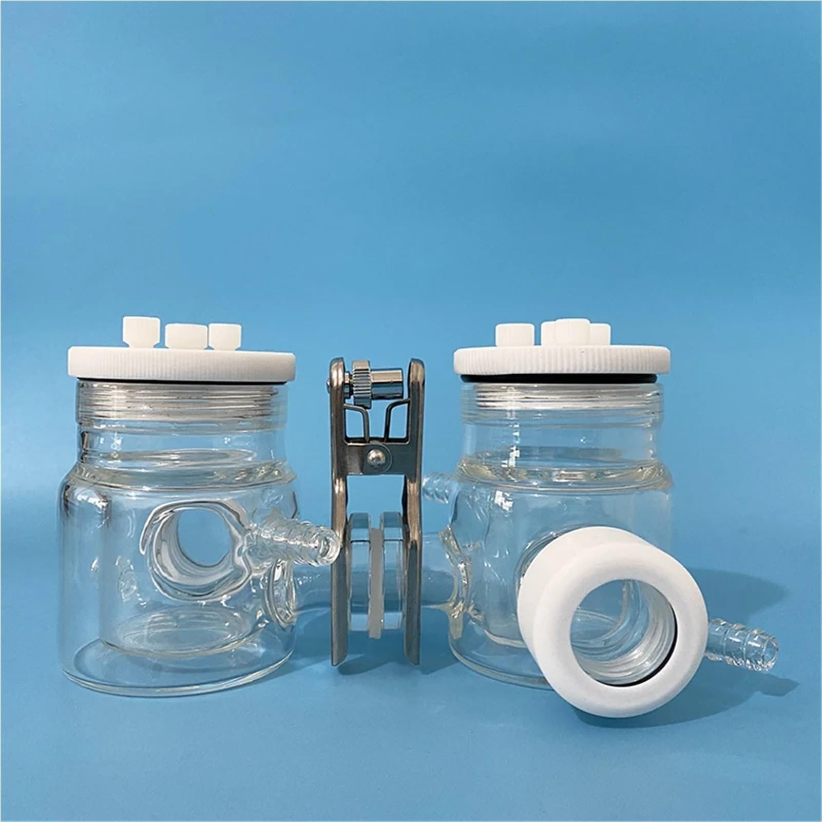 sujeniir H-Type Replaceable Membrane Double-Layer Water Bath Light Window Sealed electrolytic Cell/Quartz photoelectrochemical Cell(300ml-300ml)