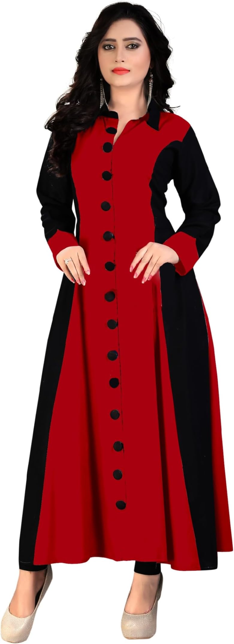 Madhuram Womens Rayon Regular A Line Kurti with Fully Stitched Plain Long Kurta(M-114)