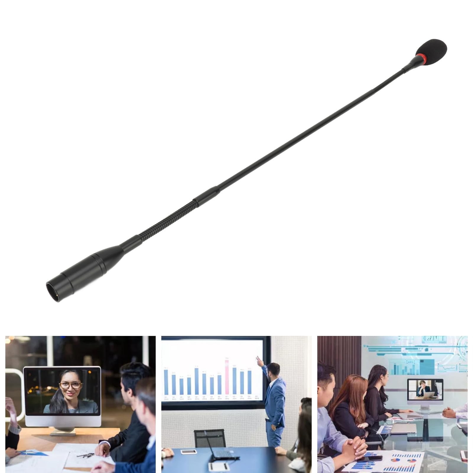 Sxhlseller Microphone à Col de Cygne de 23,2 Pouces, Microphone à Condensateur, Prise Droite à 3 Broches Flexible avec Indicateur, Microphone en Coton Coupe-vent, Micro à Col de Cygne pour