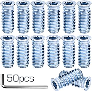 ZEHUO Insert Nuts for Wood, M6 x 25 mm, Threaded Bushing, Threaded Insert, Screw-In Nuts with Cap, Hex Allen Nuts Made of Galvanised Steel, Pack of 50