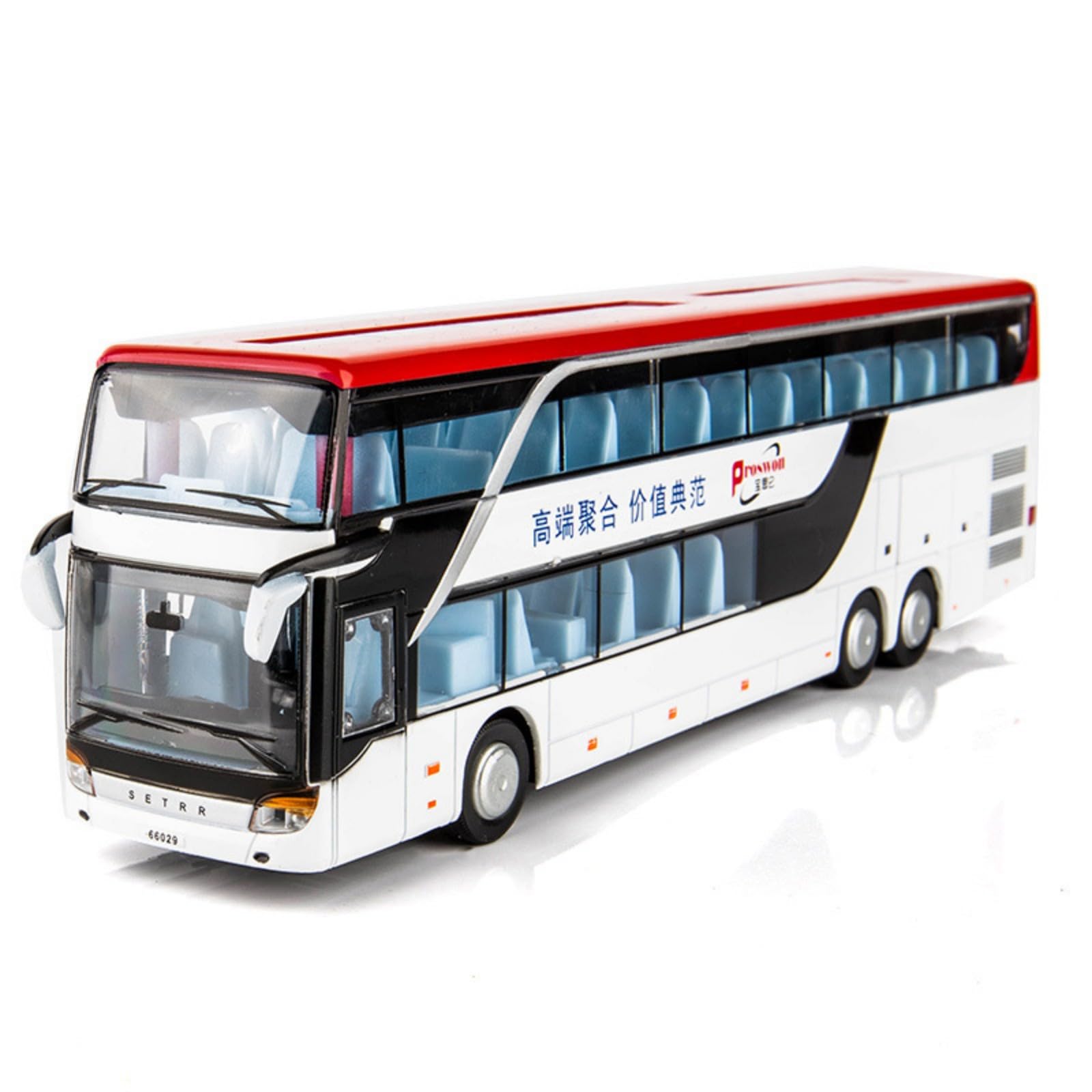 Cankypu High Imitation Pull Back Bus Model Alloy Toy Vehicle with Flash, White, Toy Size