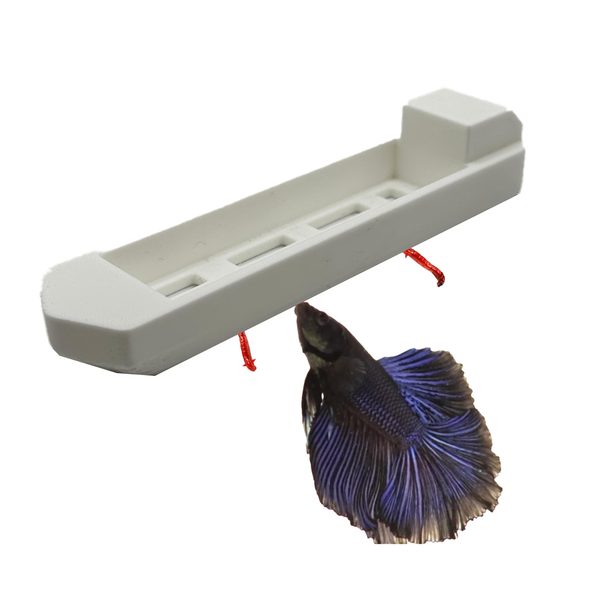 Aquarium Feeder Frozen Blood Worm Boat for Fish Tank Aquarium Feeding (White)