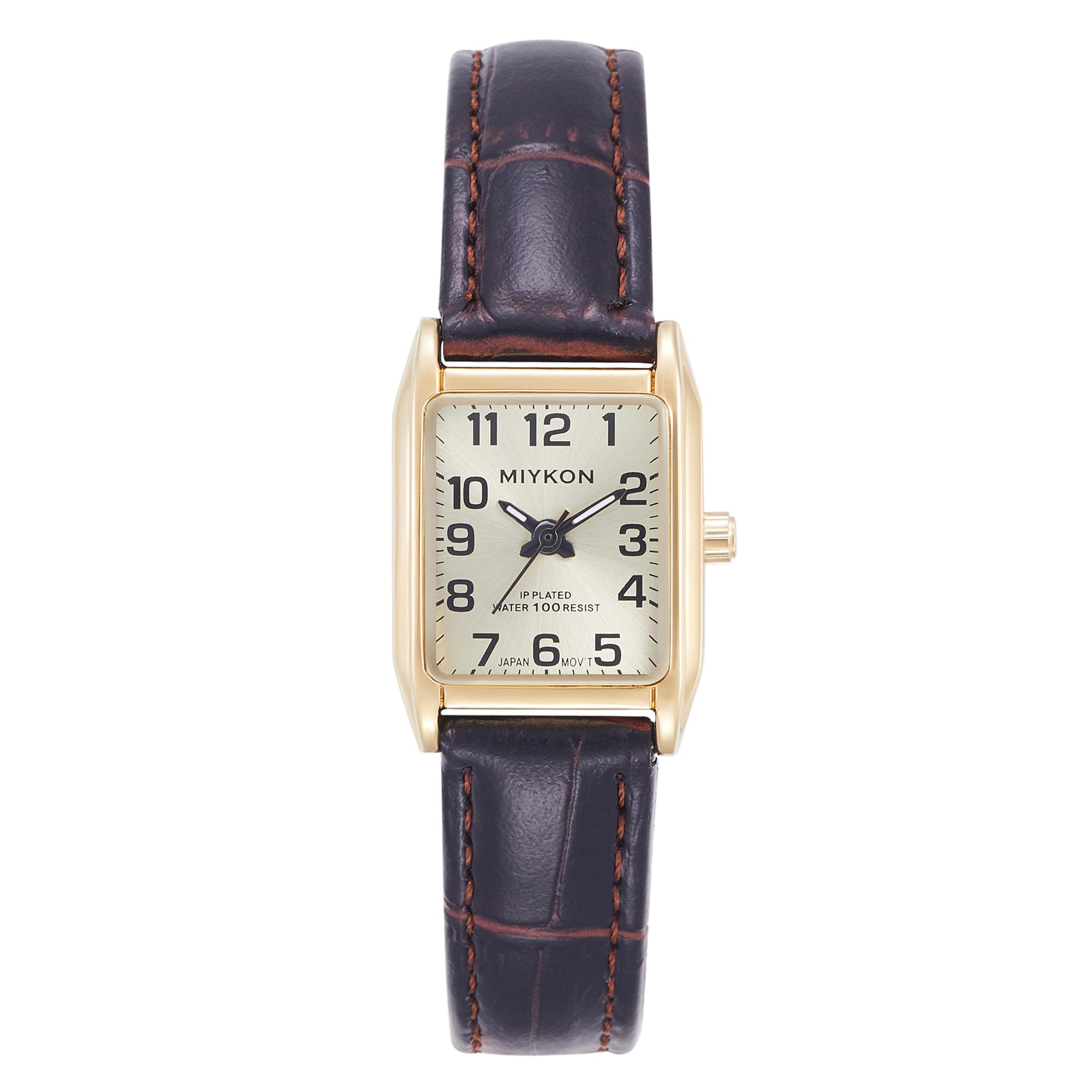 Miykon Vintage Watches for Women - Small Dainty Tank, Square Womens Watch with Genuine Leather Strap - Second Hand, Ion Polished, Scratch Resistant Glass, Japanese Quartz, Waterproof to 100ft