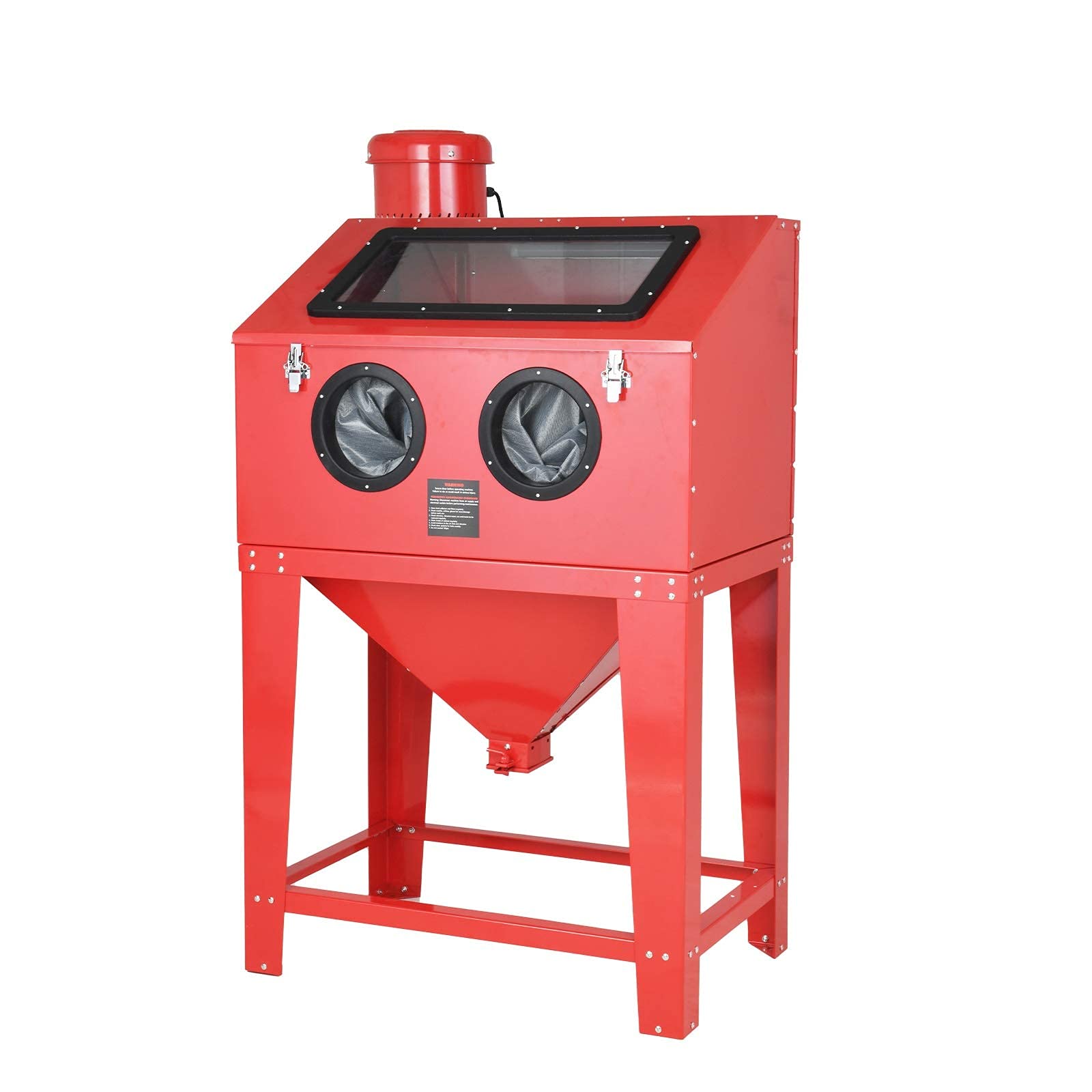 90 Gallon Sandblasting Cabinet with 1.8 Gallon Dust Collector, Heavy Duty Blast Cabinet with Blasting Gun and 4 Nozzles, Floor Sandblast Cabinet for with Stand for Paint, Rust Removal