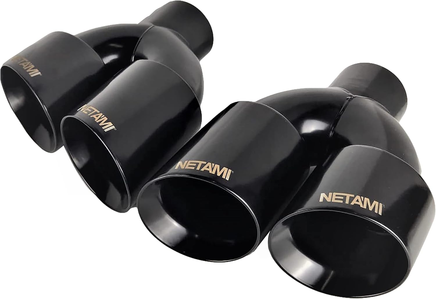 NETAMI 3" inlet to 4" Quad Staggered outlet Exhaust Tip Stainless Steel