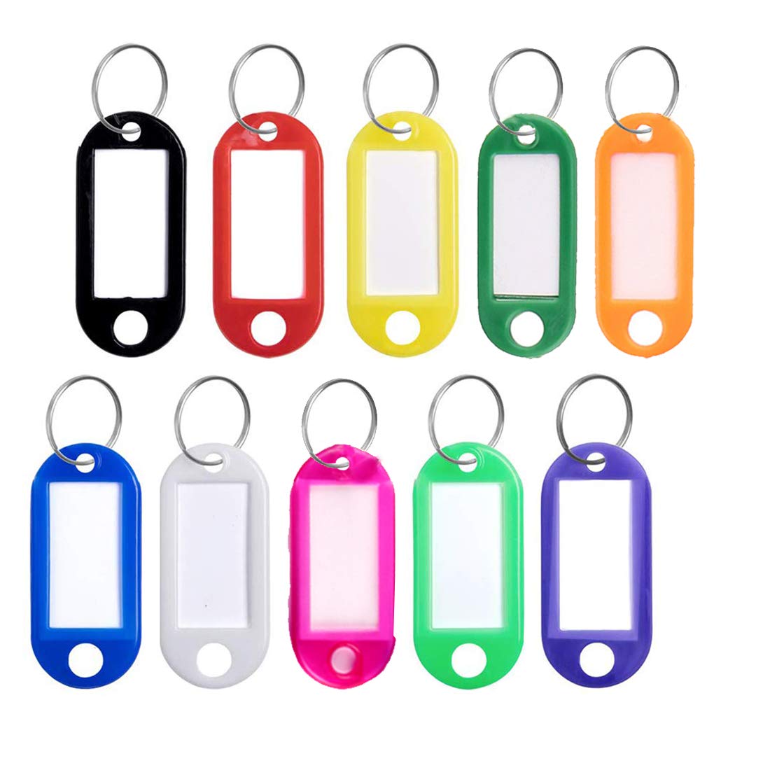 40 PCS Key Tags with Split Ring Key Fobs Labels ID Keyring Tags for Luggage Pet Name Memory Stick Tags, 10 Colors