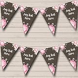 Burlap & Pink Floral Personalized Baby Shower Bunting Flags Banner