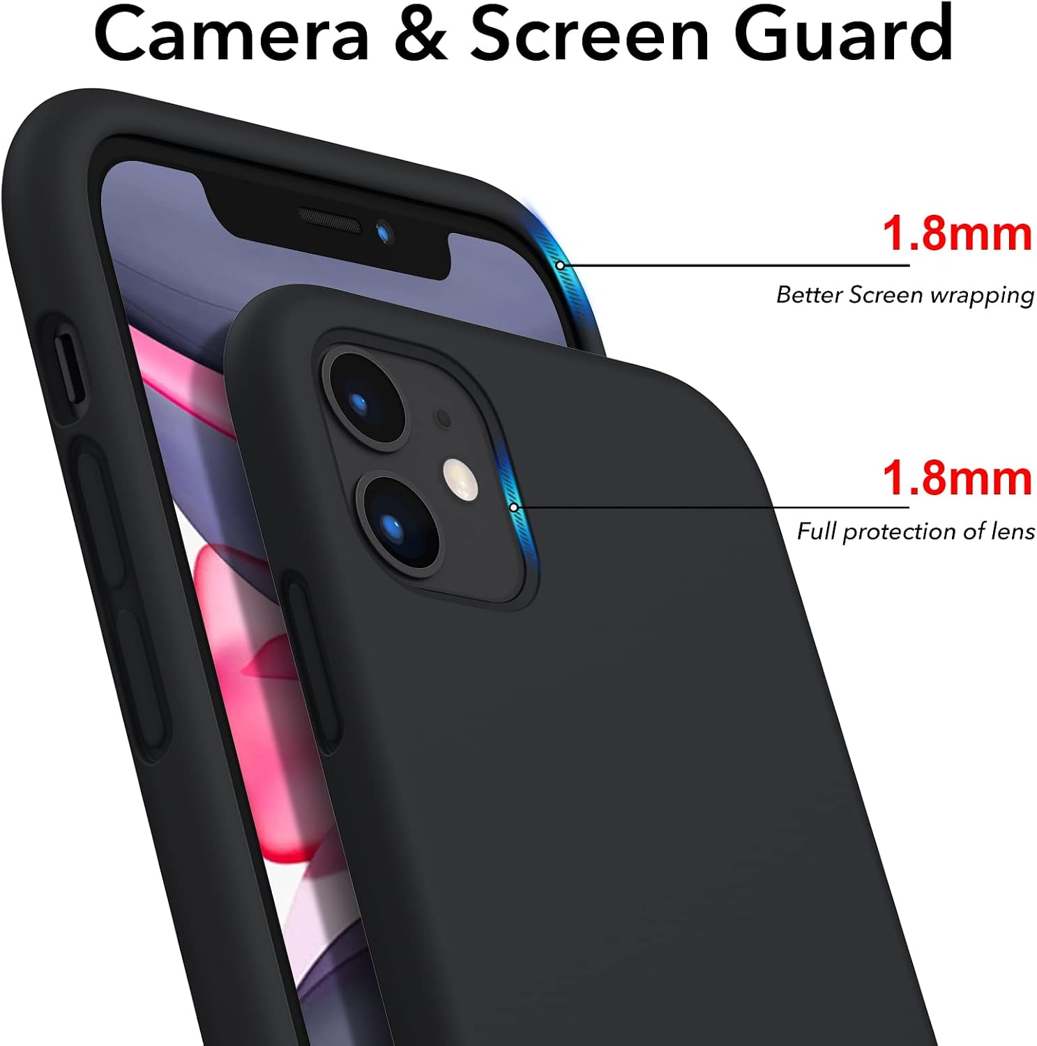ORNARTO Shockproof Liquid Silicone iPhone 11 Case, Gel Rubber Full Body Protection Anti-Shock Cover Case Drop Protection Bumper for iPhone 11(2019) 6.1 Black