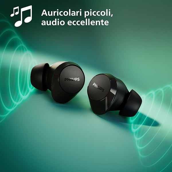 Philips TAT1209BK Cuffie auricolari Bluetooth True Wireless - Auricolari piccoli, Valore importante, Audio naturale con bassi dinamici, Chiamate chiare y Alloggiamento per ricarica tascabile - Nero - 4