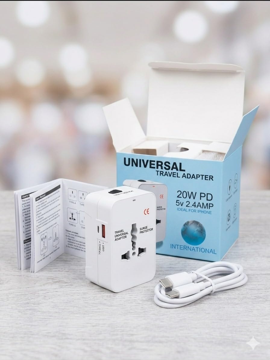 Universal Travel Adapter - International Worldwide Plug with Dual USB Charging Ports - Global Wall Charger for USA, EU, UK, AUS - Multi-Socket Power Converter-picture-26