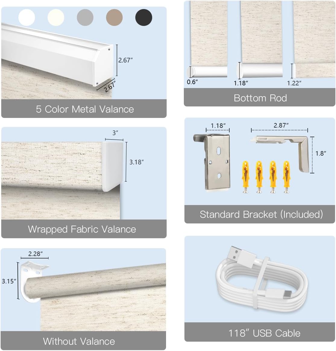 Motorized Roller Shade with Remote Control, Blackout Electric Shade for Windows Compatible with Alexa Google via Hub, Rechargeable Smart Window Blind Customized Size (Texture Beige)