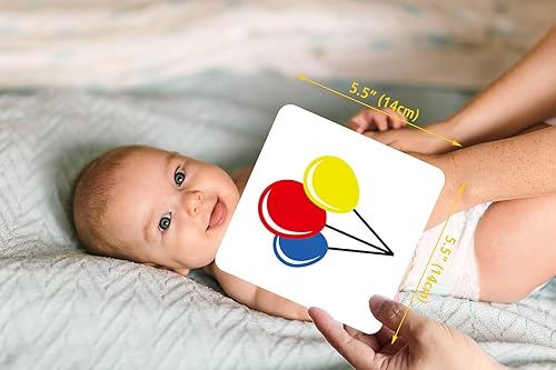 Miniatura 3 de Tarjetas flash para bebés de alto contraste 50 páginas de estimulación visual en blanco y negro con colores para recién nacidos de 3 a 6 meses,