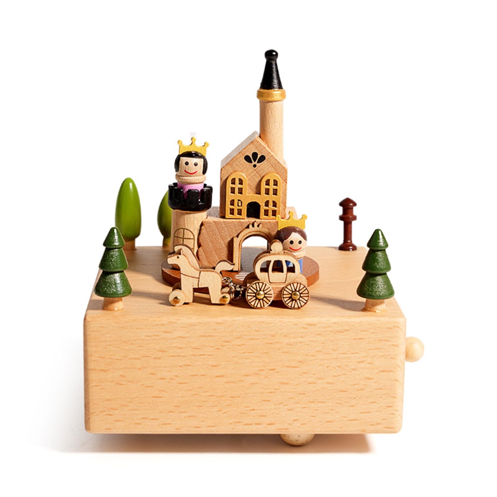 Cassa Musicale a Forma di Carrozza di Legno, Decorazione da Scrivania da Collezione