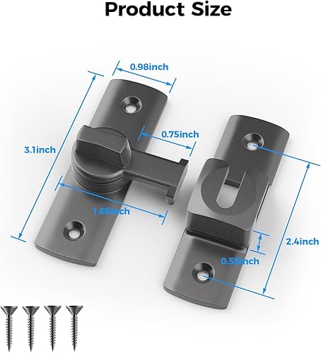 Miniatura 2 de 2 pestillos para puerta de granero de grados, cerradura de puerta corredera de granero 18090, cerradura de puerta corredera para armarios, puerta de