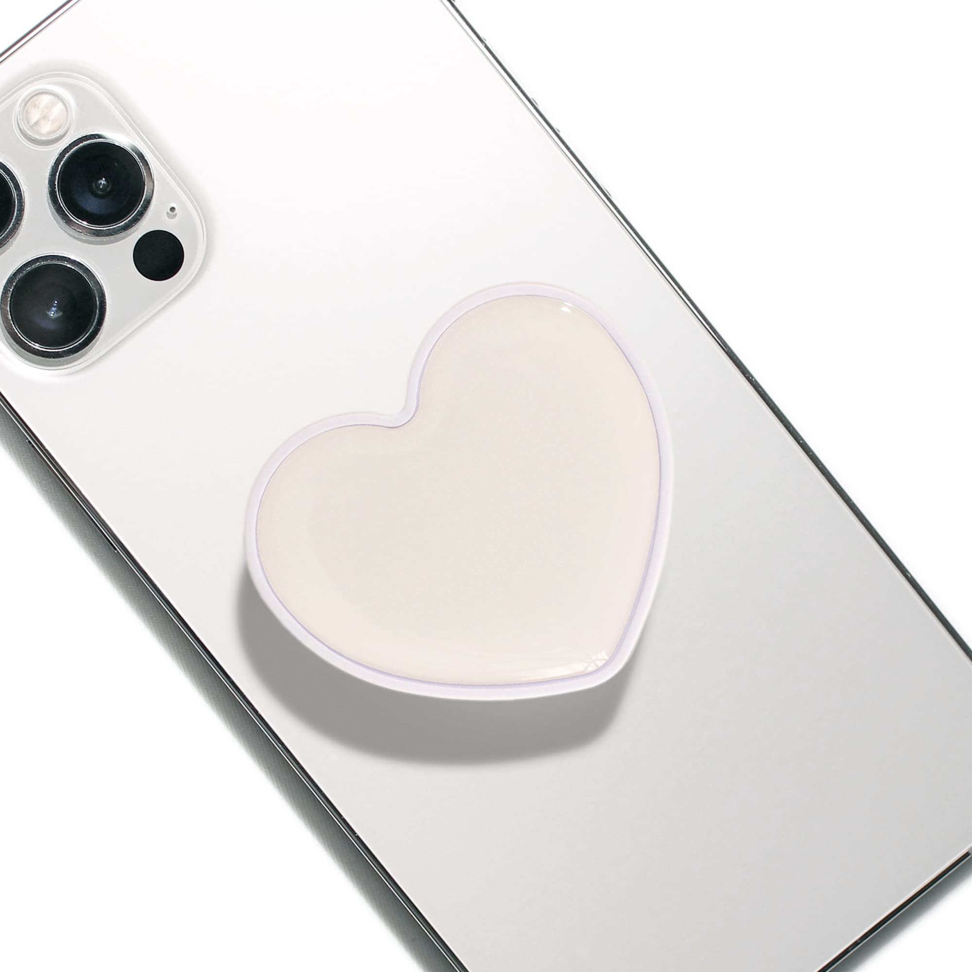 OnTheGrip Cute Solid Macaron Color Heart Shape Collapsible Mobile Phone Grip Stand Holder for Smartphone Tablet Cell Phone Accessory (Black)