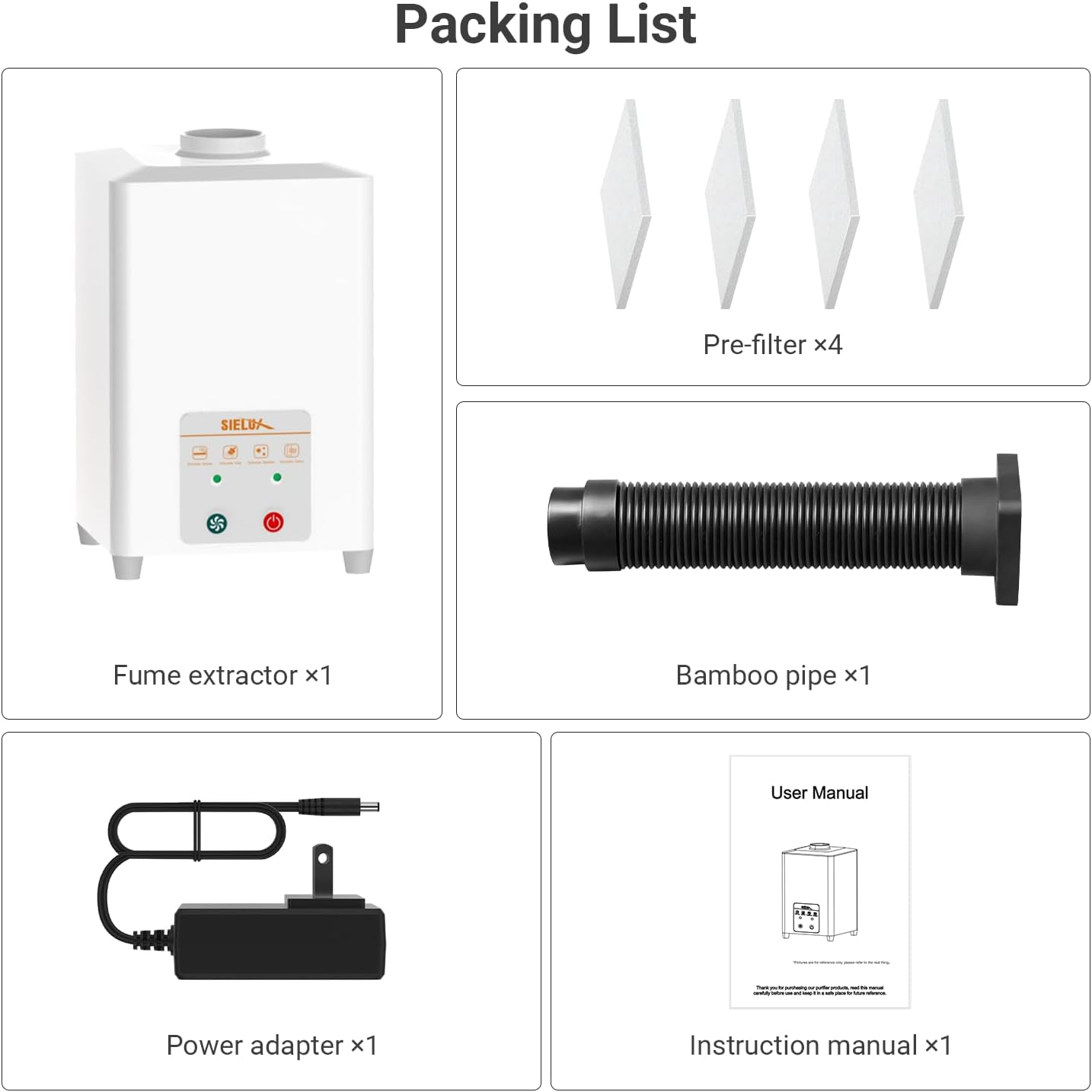 Desktop Air Purifier & Fume Extractor for Laser Engraving, Activated Carbon and HEPA Filter, 99.97% Filtration, 120 to 180m³/h Suction, 58dB, 3-Speed, Portable Smoke Cleaner for 110V to 220V Voltage