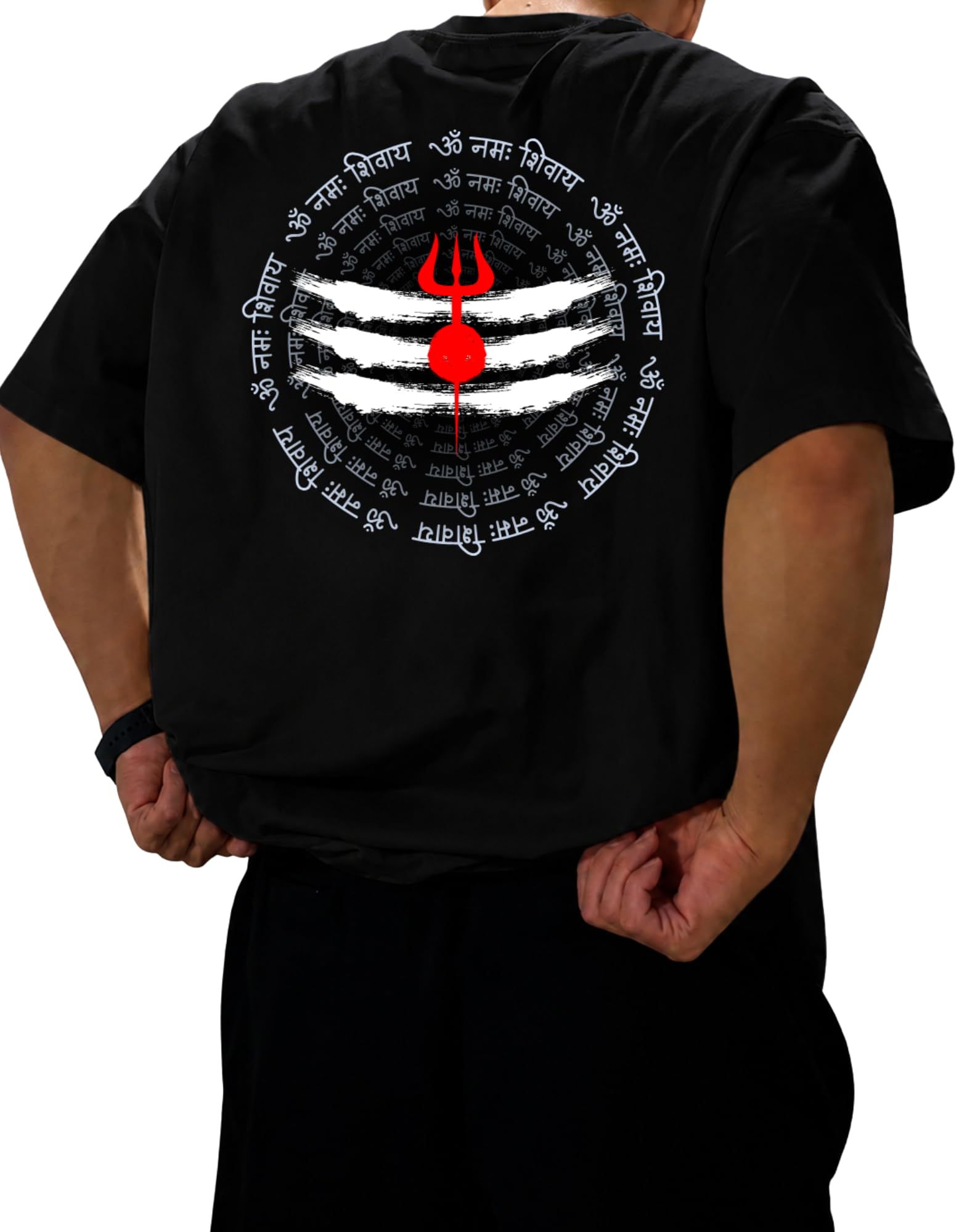 Lord Shiva Printed Oversized T-Shirt for Men | Baggy Fit Drop Shoulder Half Sleeves Round Neck | Premium Cotton Casual Graphic Tee | Mahadev Shiv Shankar Kawad Yatra Religious T-Shirt-picture-21