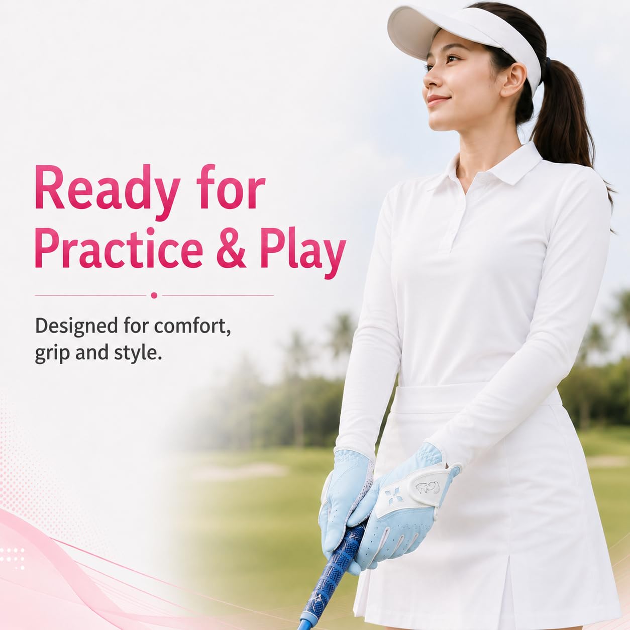 Guantes de Golf para Mujer PGM, Sistema de Agarre Mejorado, Fresco y Cómodo