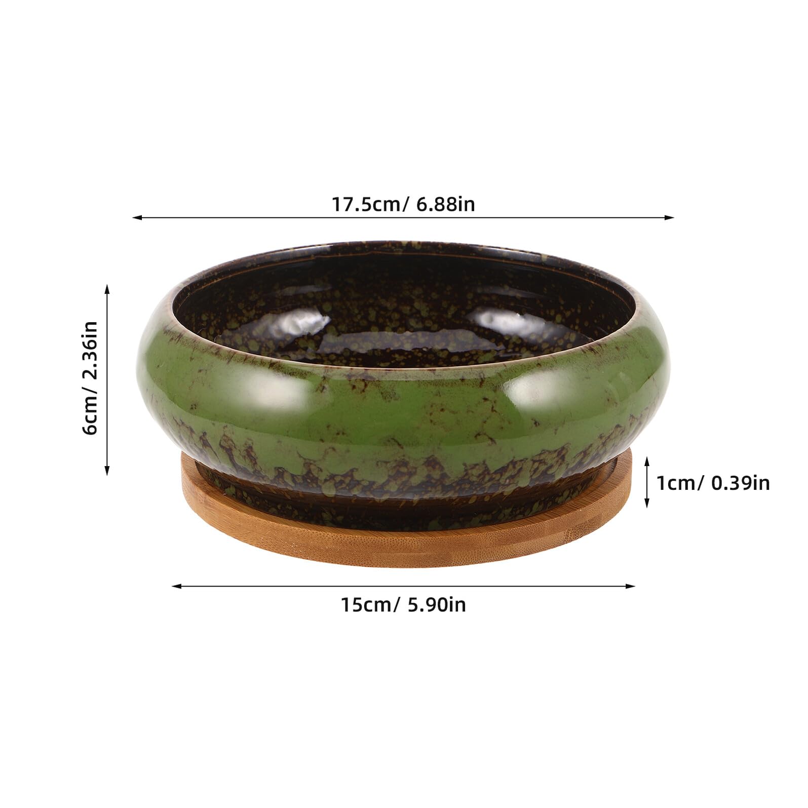 Ceramiczny Doniczka Sukulentów z Płytką Konstrukcją i Drewnianą Podstawką Idealna Donica Do Kaktusów i Kwiatów Do Użytku Wewnętrznego i Zewnętrznego Optymalna Małe Przestrzenie