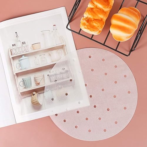 Miniatura 7 de Papeles de pergamino para freidora de aire, juego de 100 unidades (disponibles en 66, 577, 588, 5910 pulgadas), 7 pulgadas, Blanco