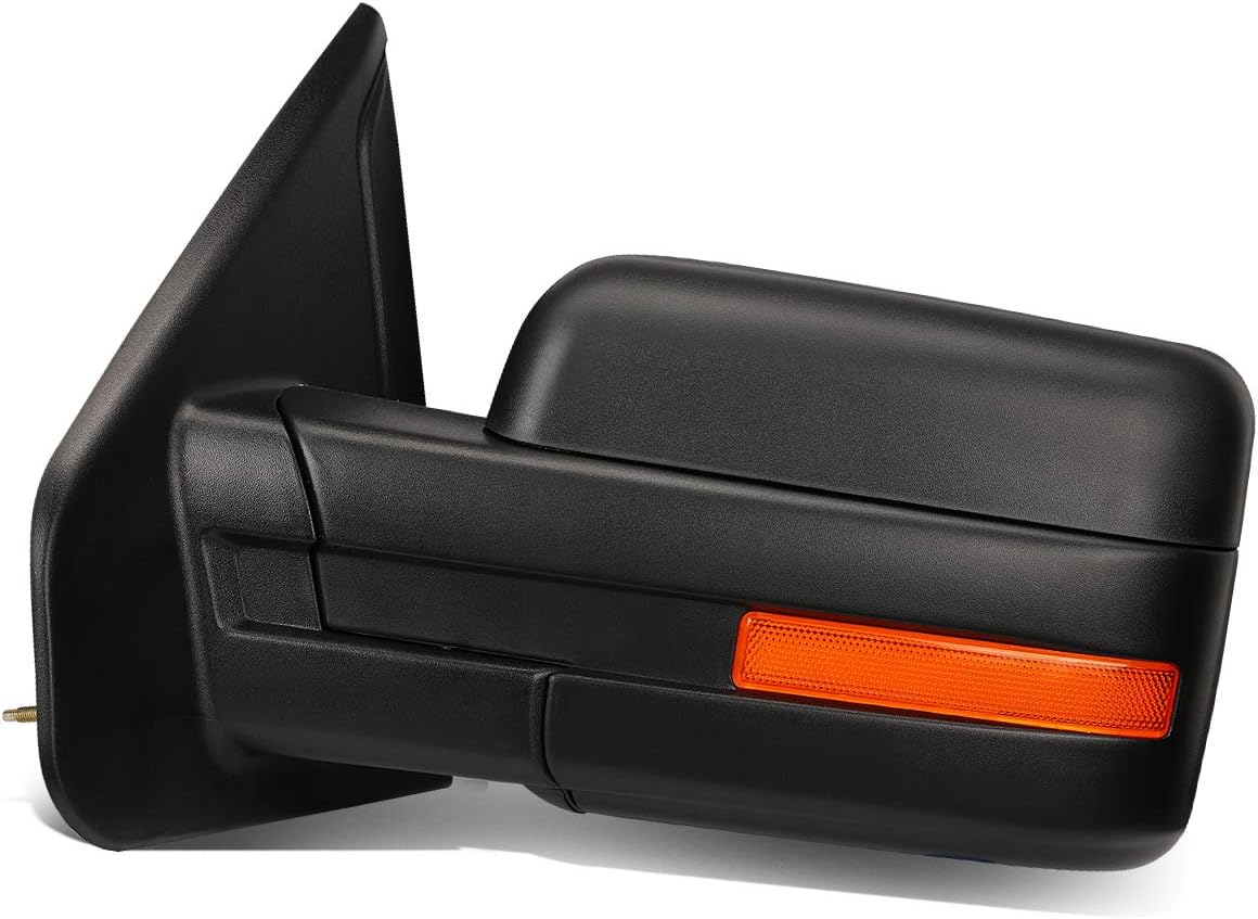 PM Performotor Black Manual Extendable Tow Mirrors Pair For 04-14 Ford F150 – Dual Glass, Puddle Lamp, Textured Finish