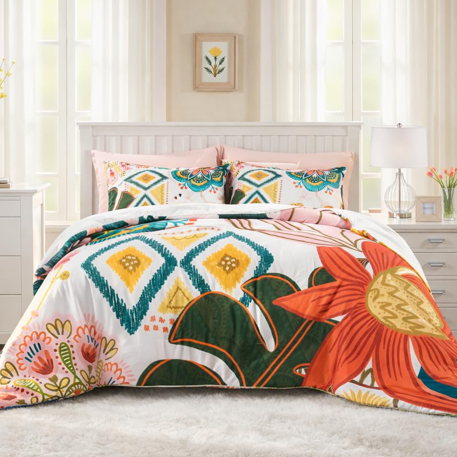 Tyrot Boho Floral Queen Comforter Set