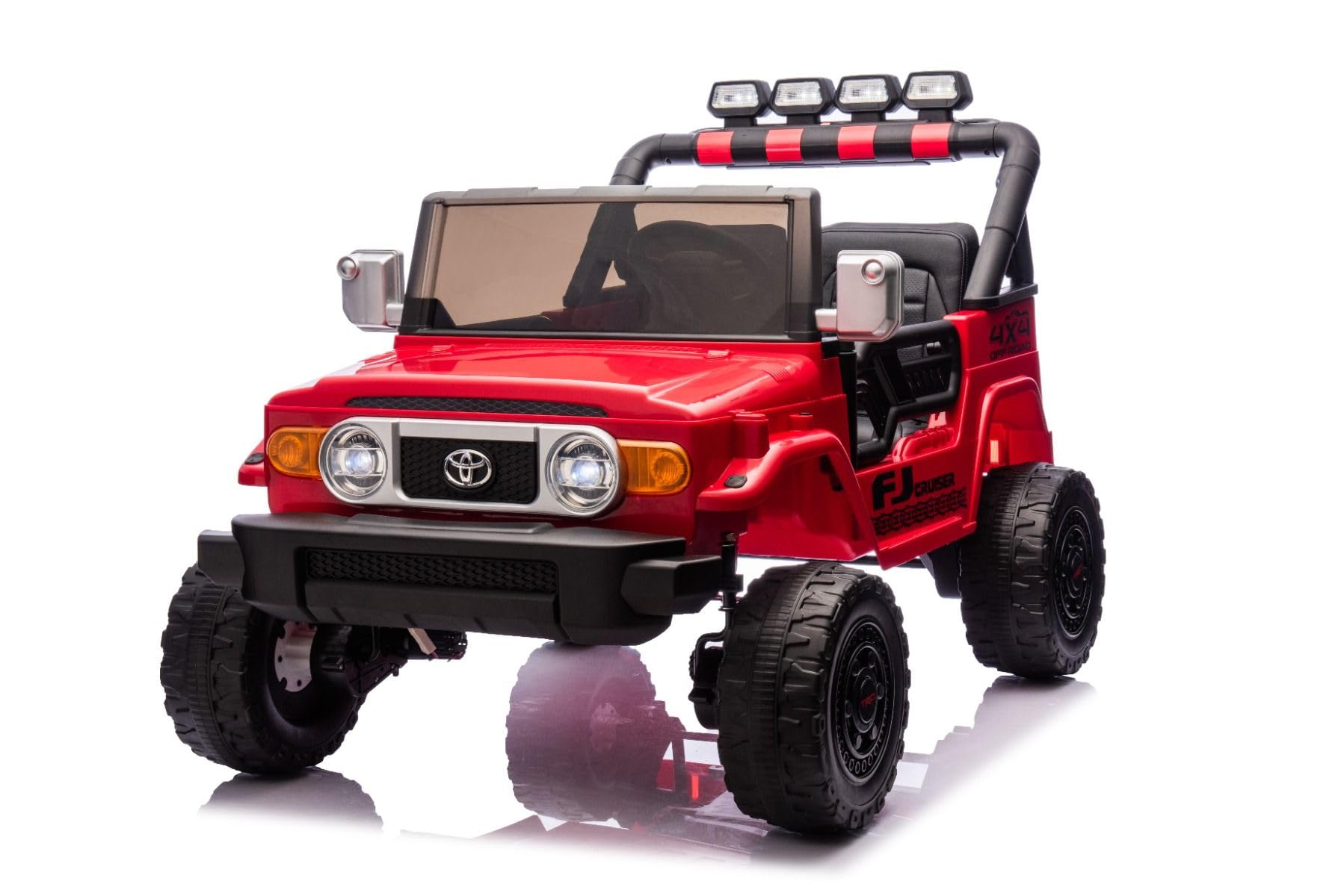 RIRICAR 4x4 Voiture électrique Enfants 2 Places Toyota FJ Cruiser XXL, sous Licence, Rouge, Batterie Lithium Portable, châssis surélevé, Deux sièges, Suspension arrière, télécommande 2,4 GHz