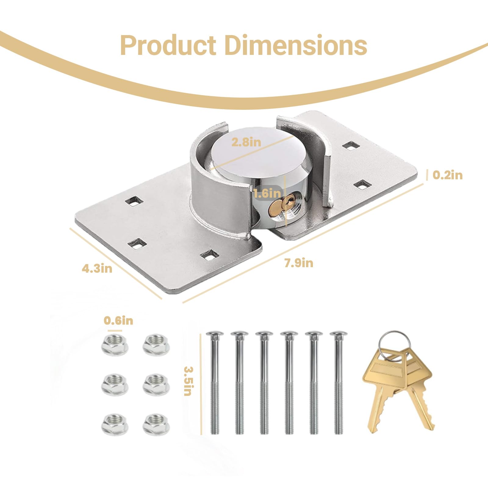 Paquete de 2 candados para puerta de furgoneta con llave igual resistente de acero sólido de 73 mm, cerradura de seguridad con 4 llaves para camiones, puertas, furgonetas