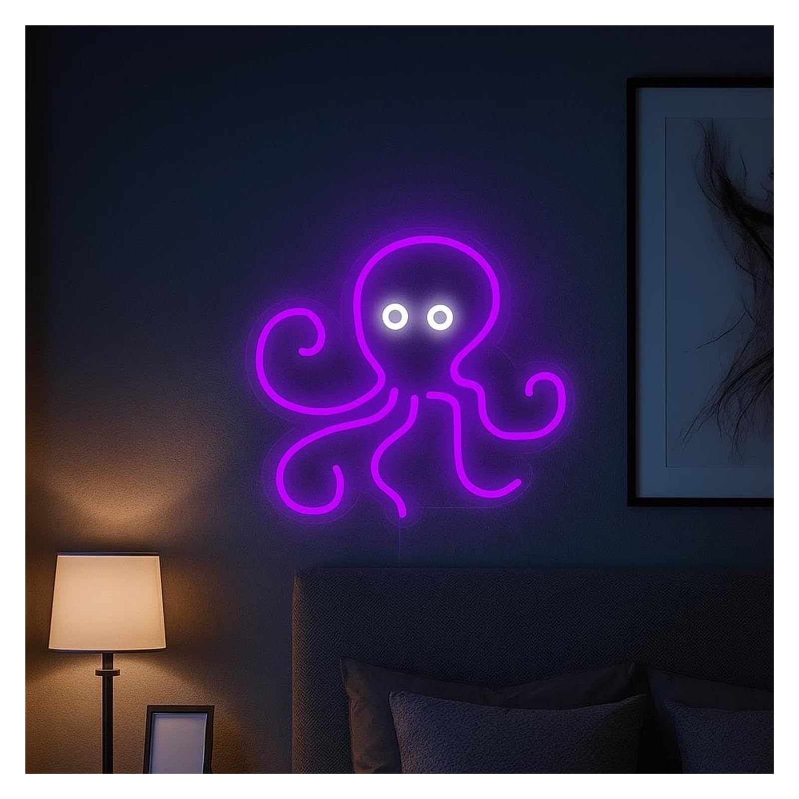 Shouxi A Sign Lamp Octopus Neon Sign, Suitable For Bedroom Home Wall Decor With Dimmable 51Cm