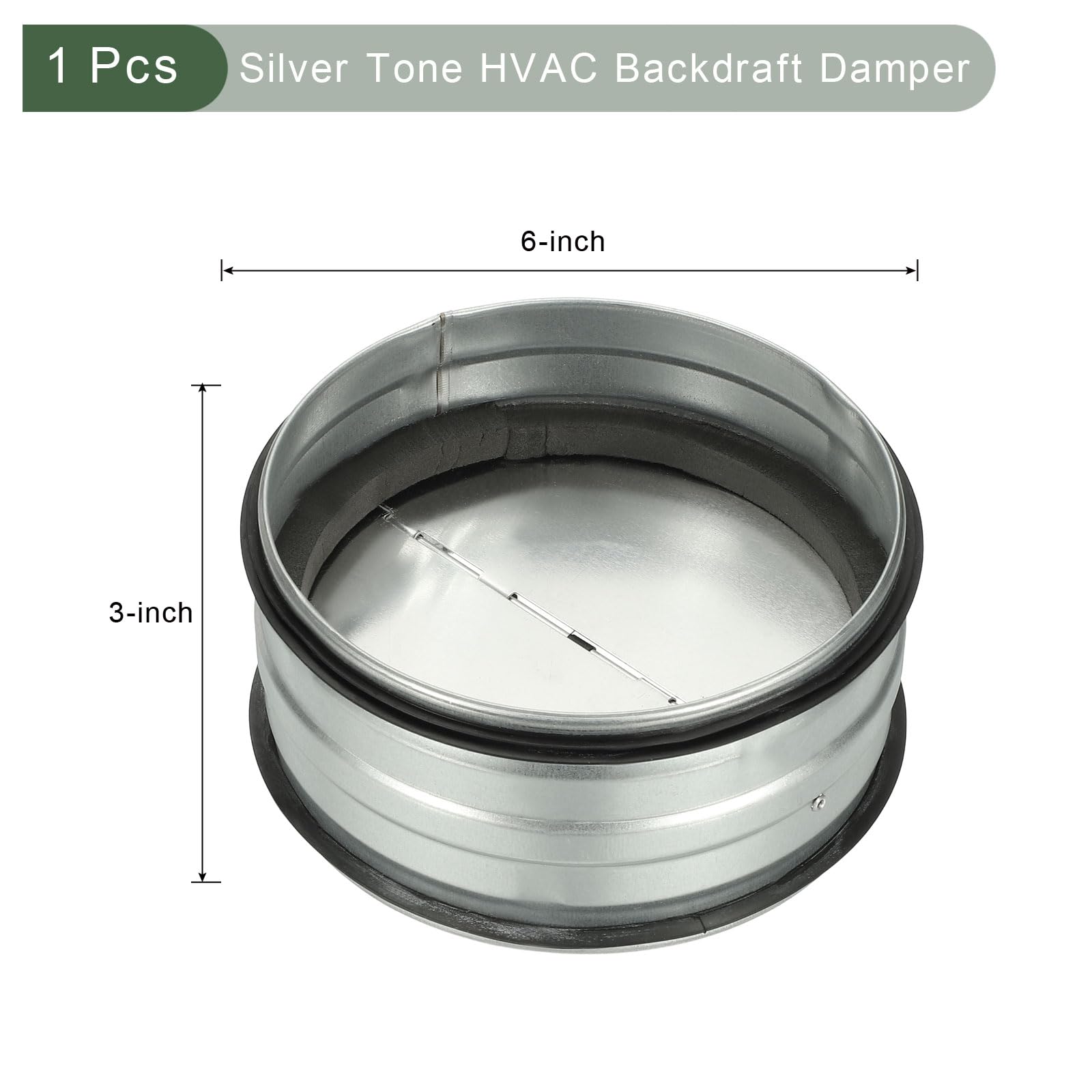 YOKIVE 6-inch HVAC Backdraft Damper, One-Way Airflow Duct Draft Stopper with Spring-Loaded Folding Blades Inline Fan Vent - Image 2