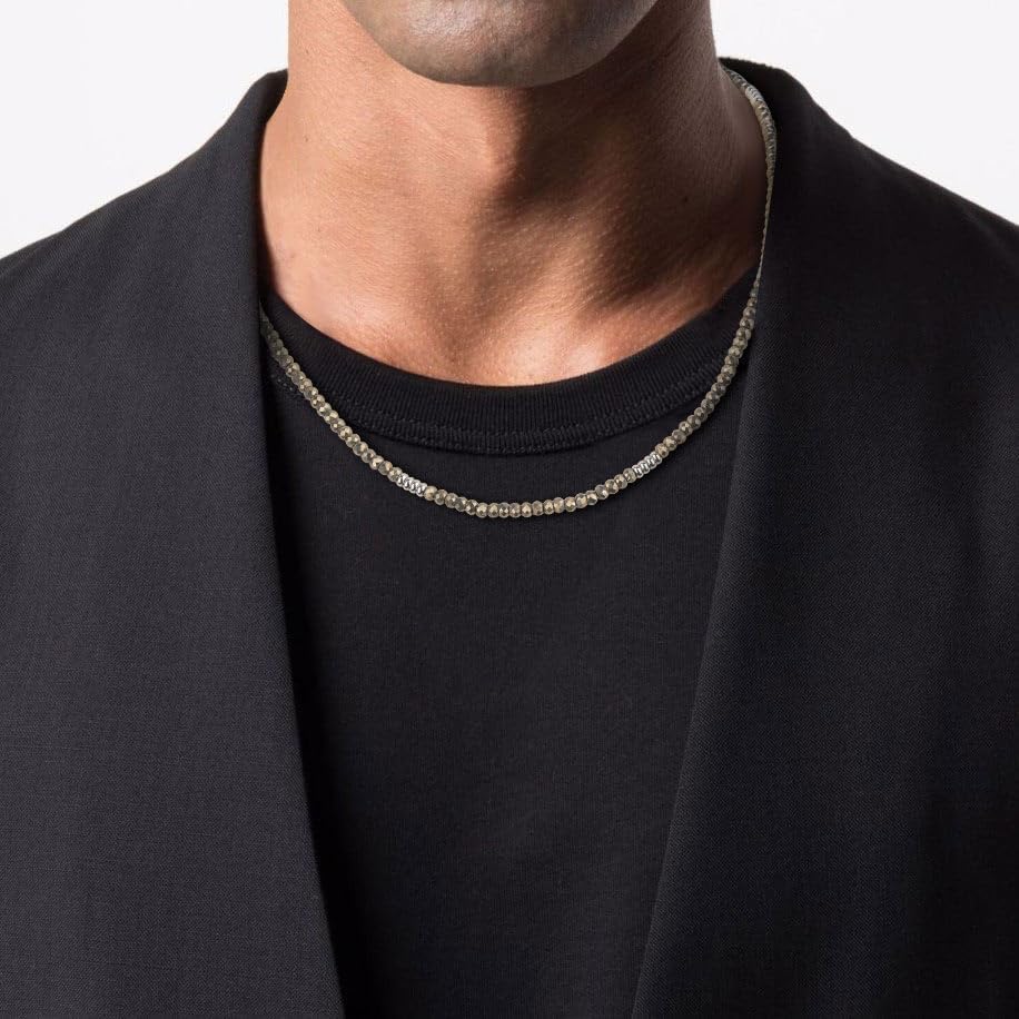 GAVU Vintage Pyrite Men's Necklace, Crystal Stone Beaded 20"/22"/24" - Image 3