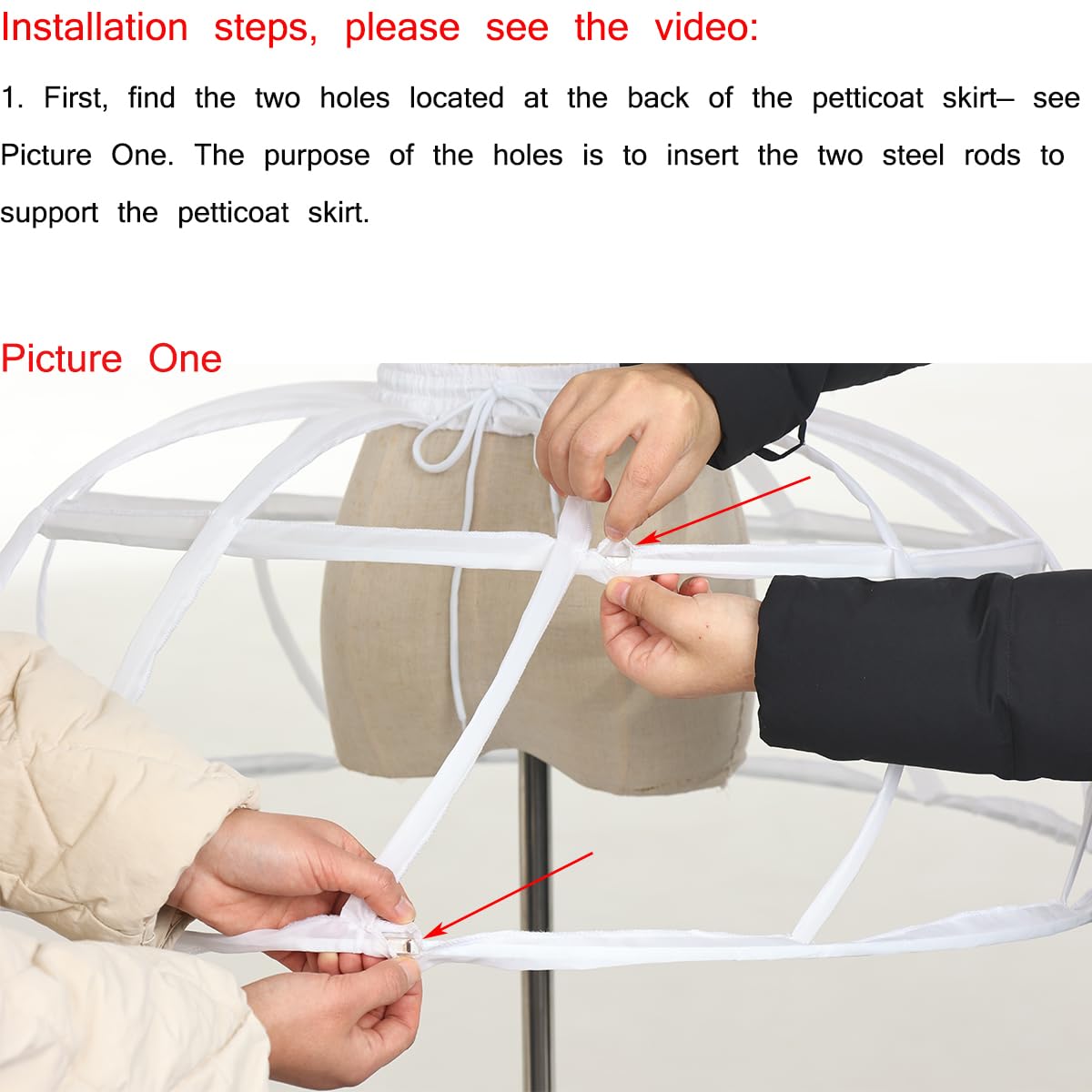 BPURB Petticoat Skirt for Women Under Dress Victorian Bustle Cages Hoop Skirt Pannier for Halloween Party White - Image 4