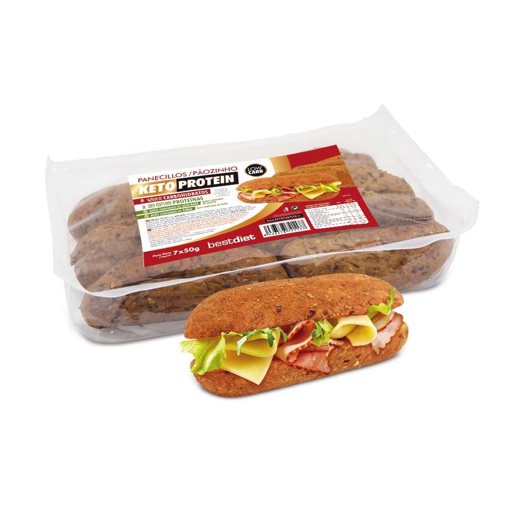 Pan Proteico 7x50g – Pack de 3 – Panecillos Bajo en Hidratos con Proteínas – Apto para Dieta Keto & Low Carb – Pan Keto Listo para Consumir – Ideal para Desayuno y Día a Día – BestDiet