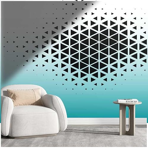 Papel tapiz para Baño, papel degradado de color blanco cian para decoración de pared, diseño geométrico a cuadros, fácil de limpiar, 137.8 pulgadas